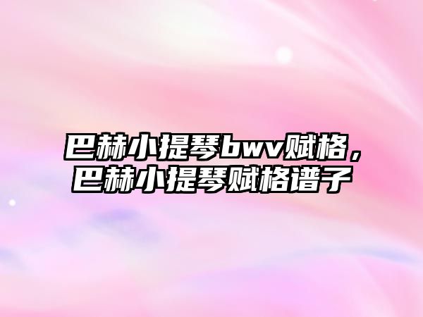 巴赫小提琴bwv賦格，巴赫小提琴賦格譜子