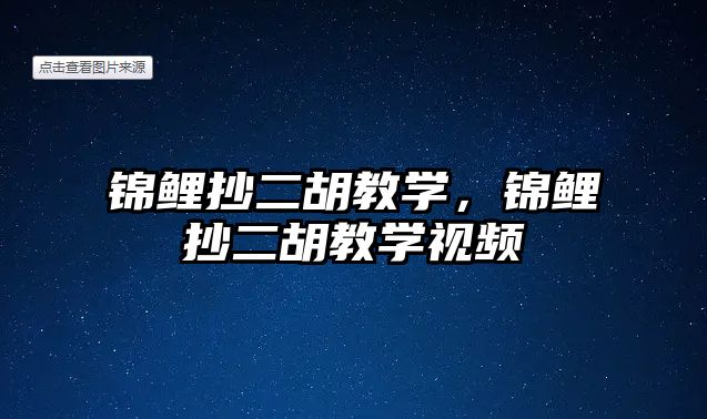 錦鯉抄二胡教學，錦鯉抄二胡教學視頻