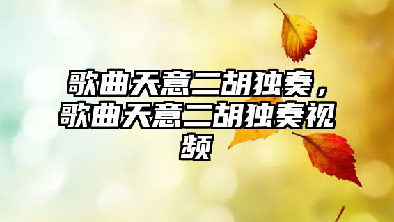 歌曲天意二胡獨奏，歌曲天意二胡獨奏視頻