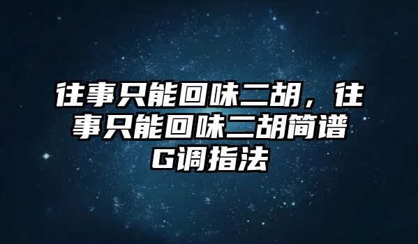 往事只能回味二胡，往事只能回味二胡簡譜G調指法