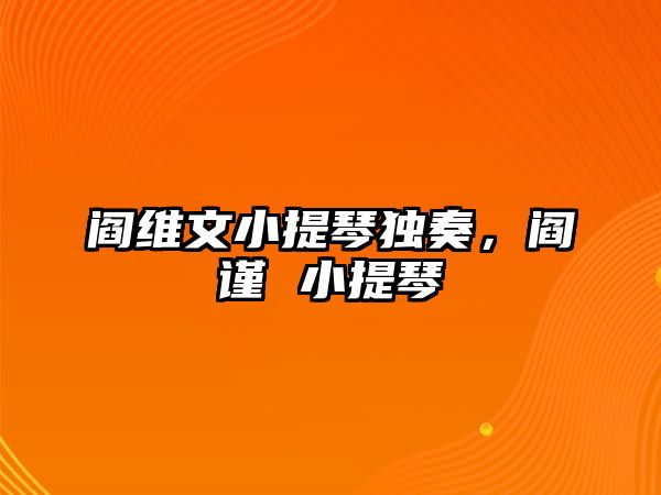 閻維文小提琴獨奏，閻謹 小提琴