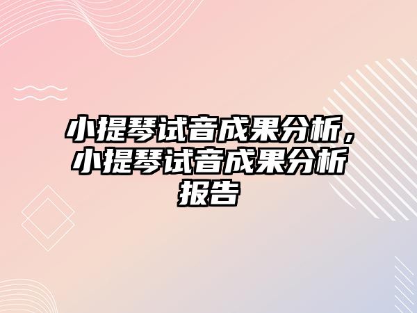 小提琴試音成果分析，小提琴試音成果分析報告