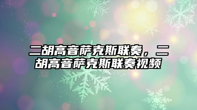 二胡高音薩克斯聯奏，二胡高音薩克斯聯奏視頻