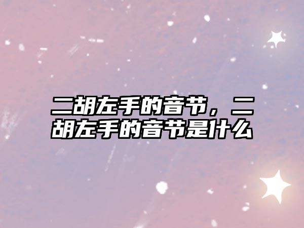 二胡左手的音節，二胡左手的音節是什么