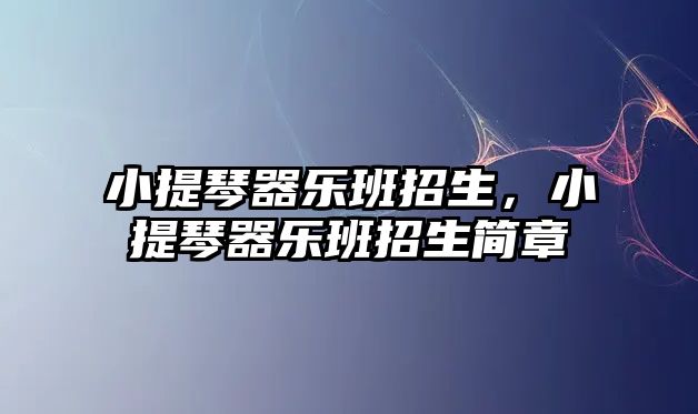 小提琴器樂(lè)班招生，小提琴器樂(lè)班招生簡(jiǎn)章