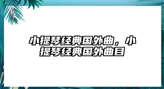 小提琴經(jīng)典國外曲，小提琴經(jīng)典國外曲目