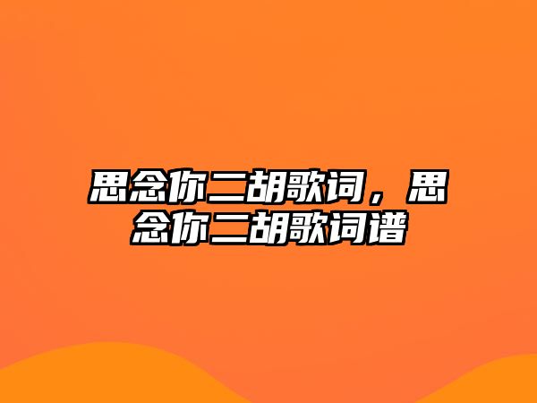 思念你二胡歌詞，思念你二胡歌詞譜