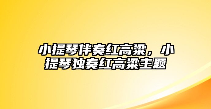 小提琴伴奏紅高粱，小提琴獨奏紅高粱主題